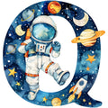 Space Alphabet Letter Q Fabric Panel