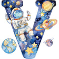 Space Alphabet Letter V Fabric Panel