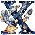 Space Alphabet Letter X Fabric Panel