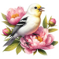 Spring Birds and Flowers Fabric Panel 11