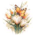 Spring Flowers and Butterflies Fabric Panel 4