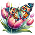 Spring Flowers and Butterflies Fabric Panel 44
