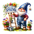 Spring Garden Gnome Fabric Panel 2