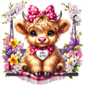 Springtime Highland Cows Fabric Panel 11