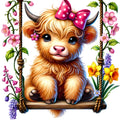 Springtime Highland Cows Fabric Panel 5