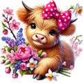 Springtime Highland Cows Fabric Panel 8