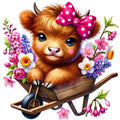 Springtime Highland Cows Fabric Panel 9