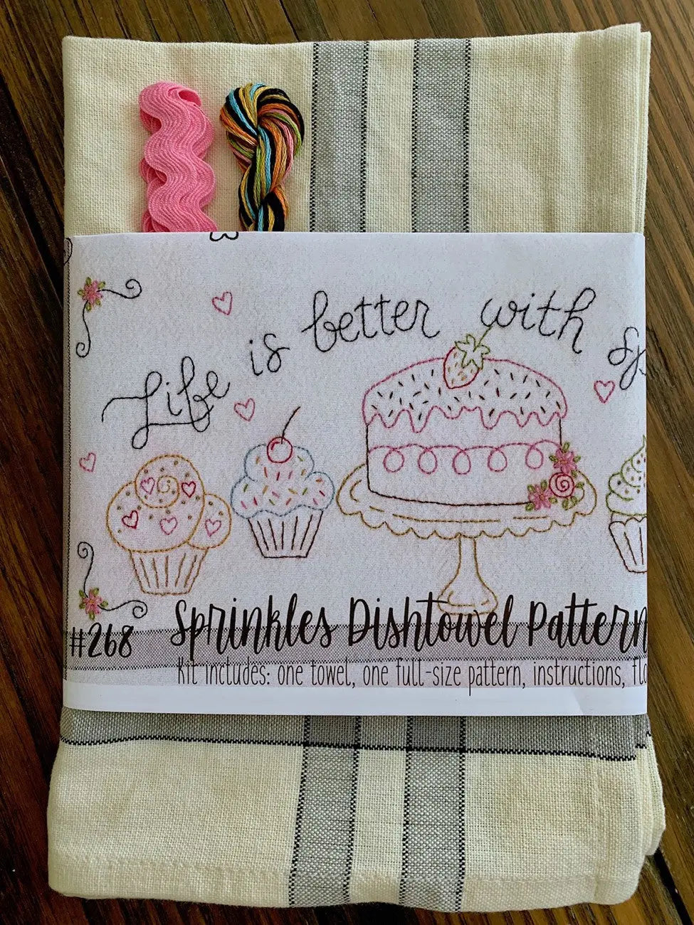 Sprinkles Embroidery Dishtowel Kit