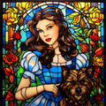 Stained Glass Wizard of OZ Fabric Panel 13
