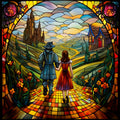 Stained Glass Wizard of OZ Fabric Panel 5