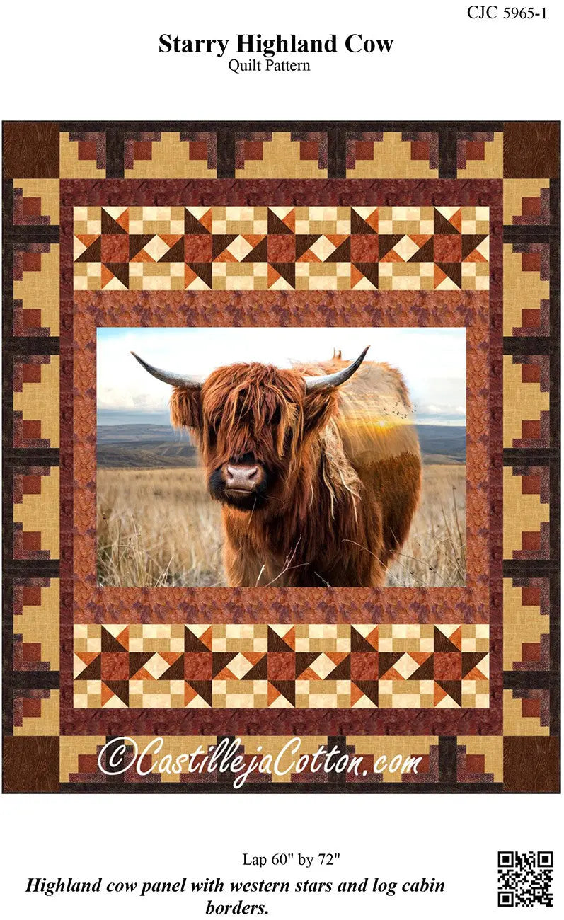Starry Highland Cow Quilt Pattern
