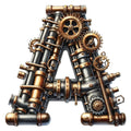 Steampunk Letter A Fabric Panel