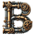 Steampunk Letter B Fabric Panel