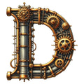 Steampunk Letter D Fabric Panel