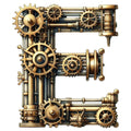 Steampunk Letter E Fabric Panel