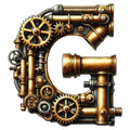 Steampunk Letter G Fabric Panel
