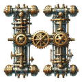 Steampunk Letter H Fabric Panel