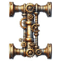 Steampunk Letter I Fabric Panel