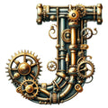 Steampunk Letter J Fabric Panel