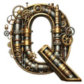 Steampunk Letter Q Fabric Panel