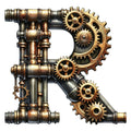 Steampunk Letter R Fabric Panel