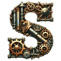 Steampunk Letter S Fabric Panel