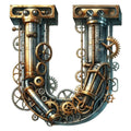 Steampunk Letter U Fabric Panel