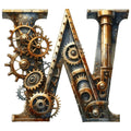 Steampunk Letter W Fabric Panel