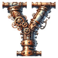 Steampunk Letter Y Fabric Panel