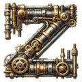 Steampunk Letter Z Fabric Panel