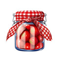 Strawberry Jam Jars Fabric Panel 2