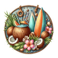 Summer Beach Round Fabric Panel 15