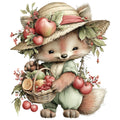 Summer Fruit Basket Animals Fabric Panel 2