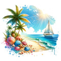 Summer at the Beach Fabric Panel 1