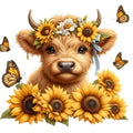 Sunflower Highland Cows Fabric Panel 18