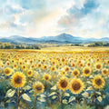 Sunflower Summer Landscape Fabric Panel 11