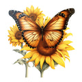 Sunflowers and Butterflies Fabric Panel 1