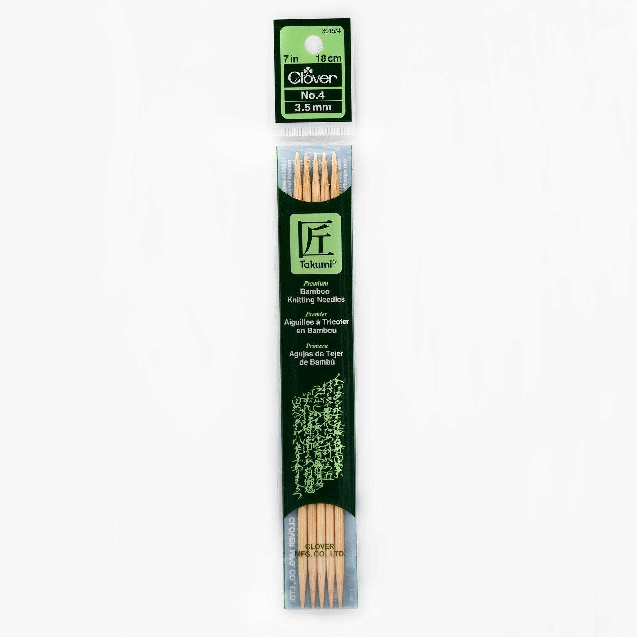 Takumi Bamboo Knitting Needles Double Pointed (7") No. 4