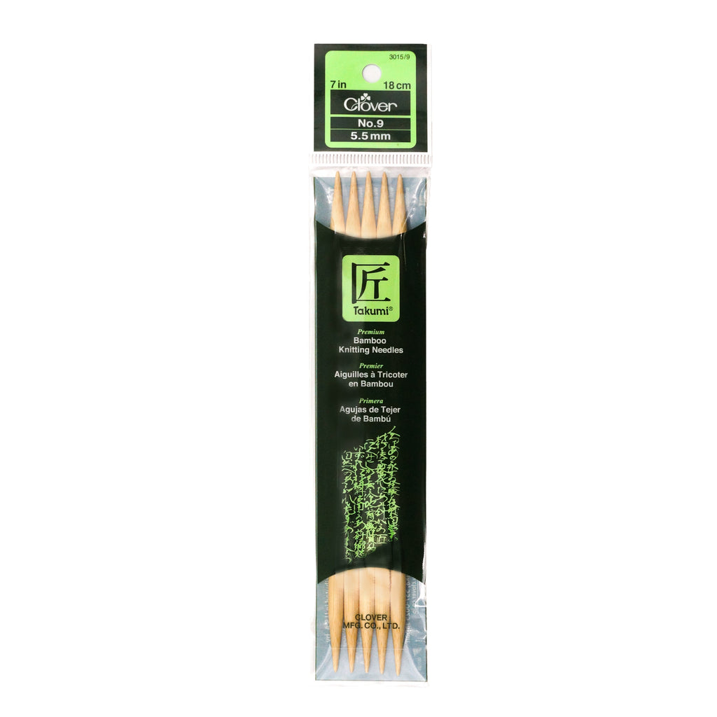 Takumi Bamboo Knitting Needles Double Pointed (7") No. 9