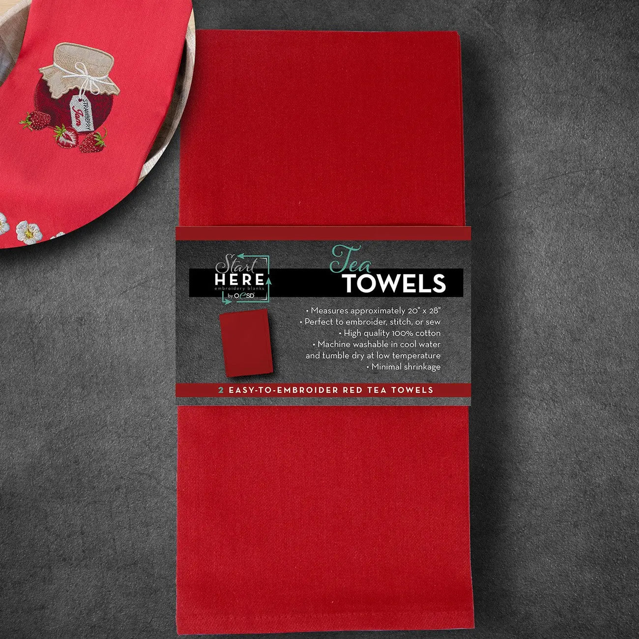 Tea Towels Red 2pk