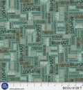 Teal Words Bigfoot Country BCOU-6128-T Cotton 44/45 Fabric Per Yard