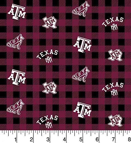 Texas A&M Aggies - Buffalo Plaid 44"/45" Fabric per yard