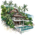 Thailand Resort Fabric Panel 36