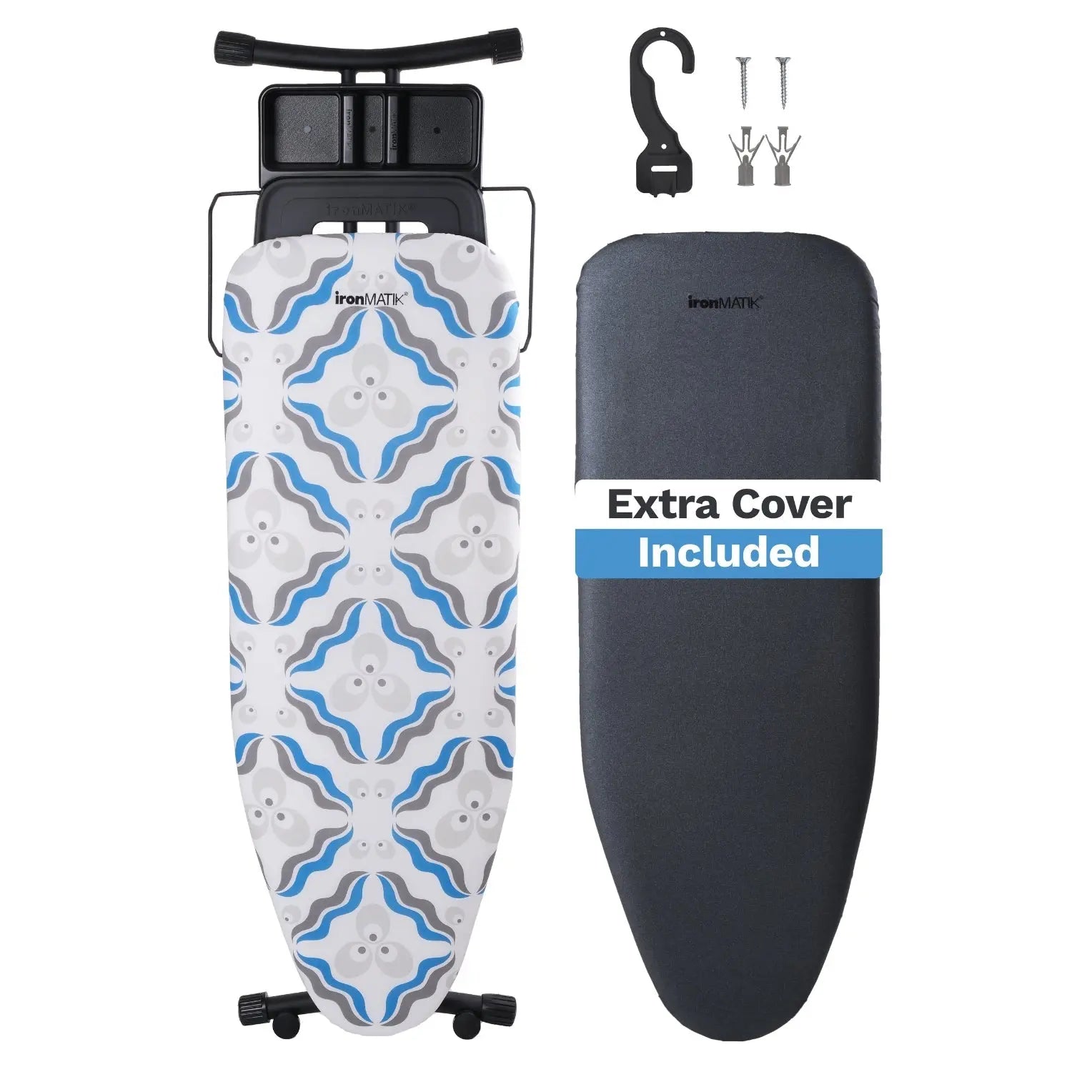 The BLACK Collection - Space Maker Premium Ironing Board in Chintamani Blue