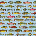 The Lure Of Fishing Fish Set Blue 44"/45" Cotton Fabric Per Yard