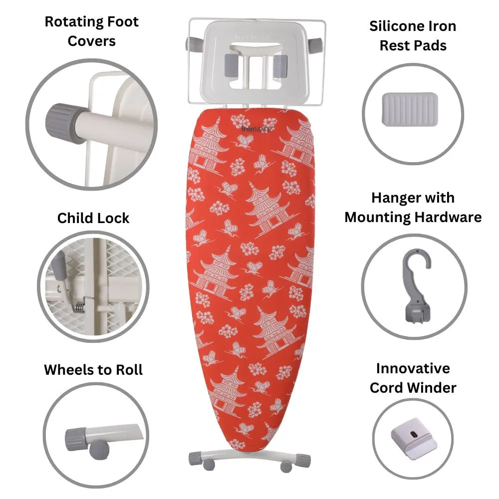 The PAGODA Collection - Space Surfer Premium Ironing Board in Pagoda Orange