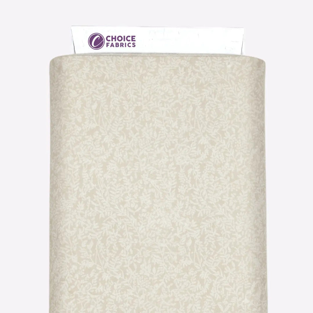 Tone on Tone 108" Supreme Backings - White on Cream - Vines Wideback Fabric Per Yard The Fabric Company