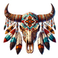 Tribal Skulls Fabric Panel 12