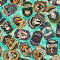 Turquoise Potion Labels Witchypoo Cotton 44"/45" Fabric Per Yard