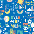Twinkle Comfort Flannel - Twinkle Words - Royal Blue 44"/45" Cotton Flannel Fabric per yard